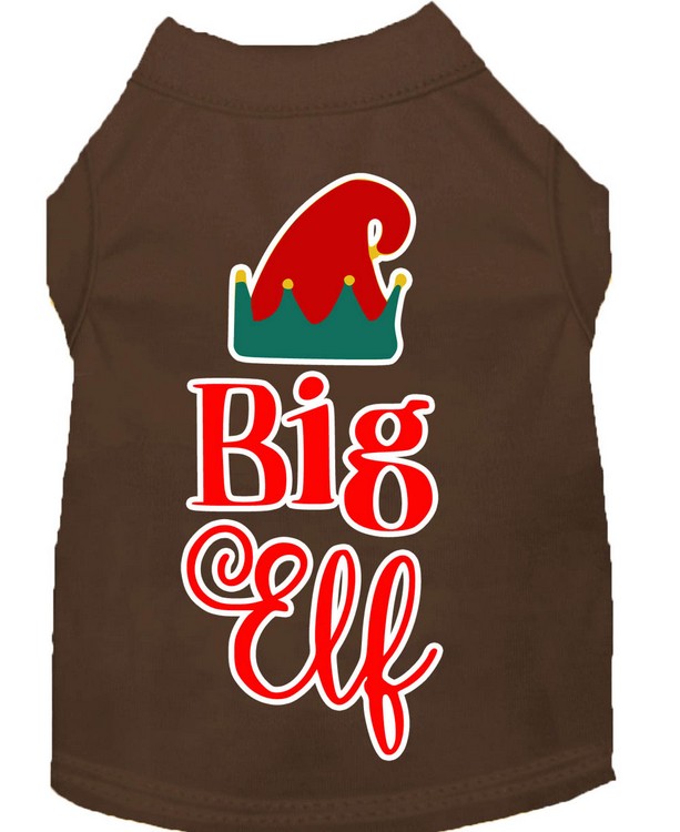 Big Elf Screen Print Dog Shirt Brown XS